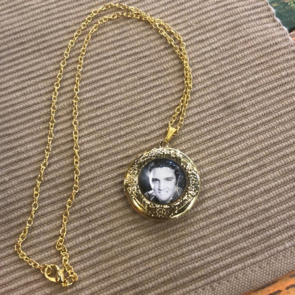 Elvis Locket Gold Tone Chain